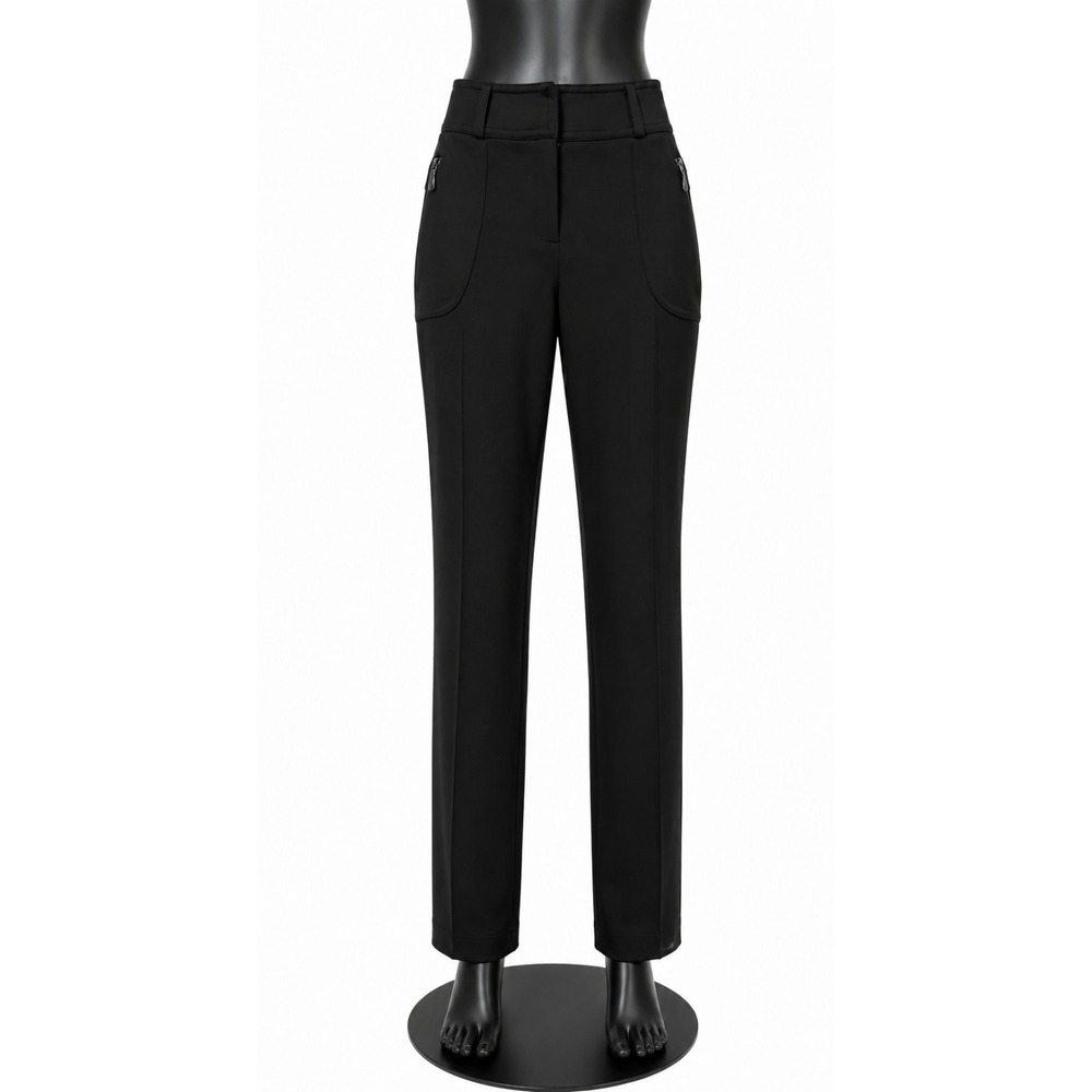 Cache Womens Modern Mid Rise Skinny Straight Leg Pants Sz 2 Black Knit Stretch - Picture 13 of 13